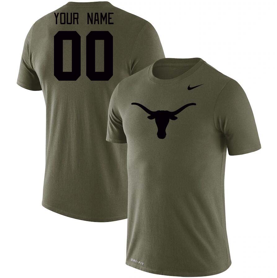 Custom Texas Longhorns Name And Number College Tshirt-Olive